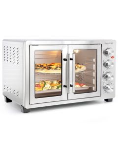 MegaChef 47.6 Quart Electric French Door Rotisserie Convection Counter Top Oven